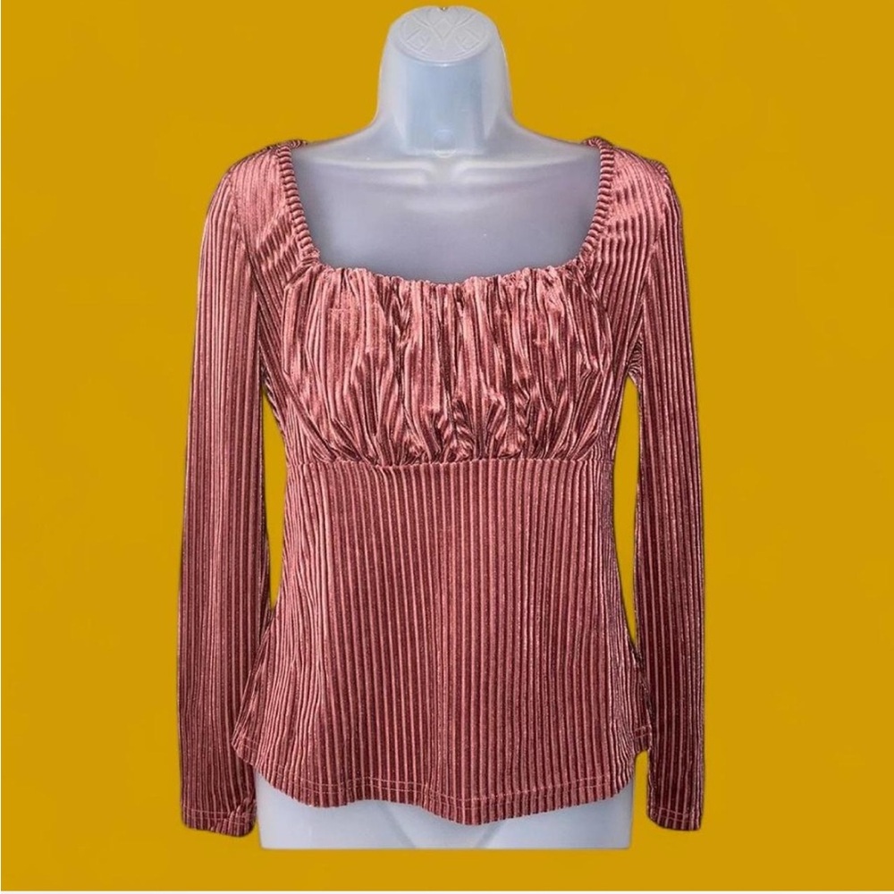 NIB Shein Ribbed Crush Velvet Ruffled Bust Top M - Picture 1 of 9